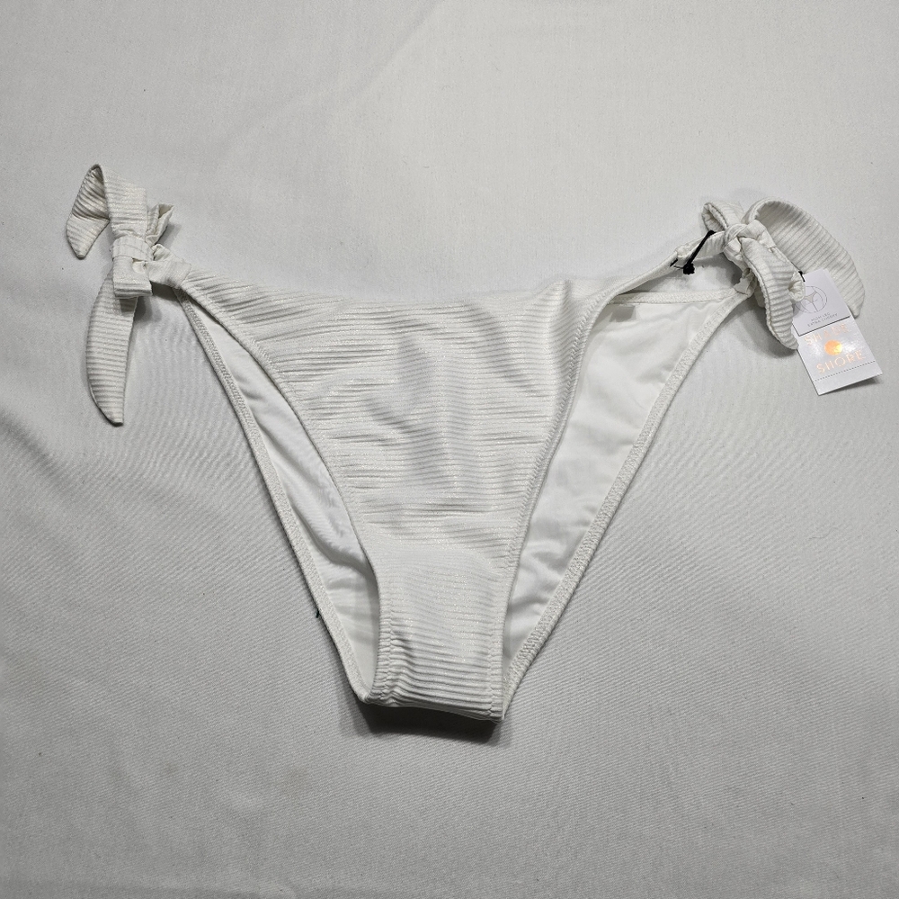 New Shade & Shore White Side Tie Bkini Bottom Size Large
